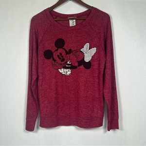 Disney Parks Maroon Sweater with Mickey & Minnie